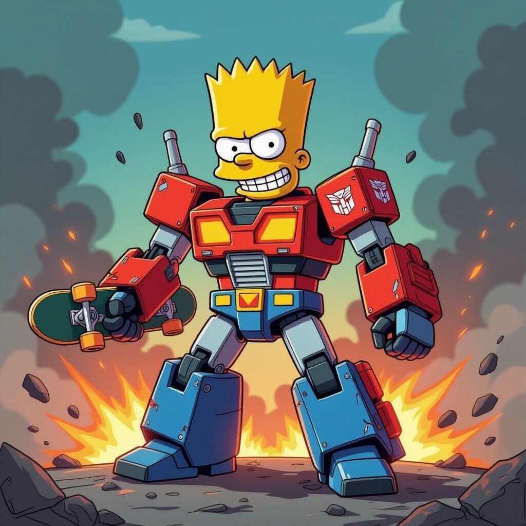 Bart Simpson as a 1980s Transformer Action Figure