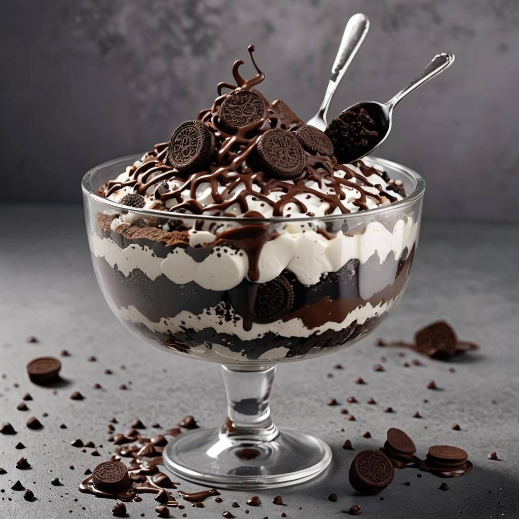 Detailed Oreo Bingsu Dessert, Matte Painting in 8k