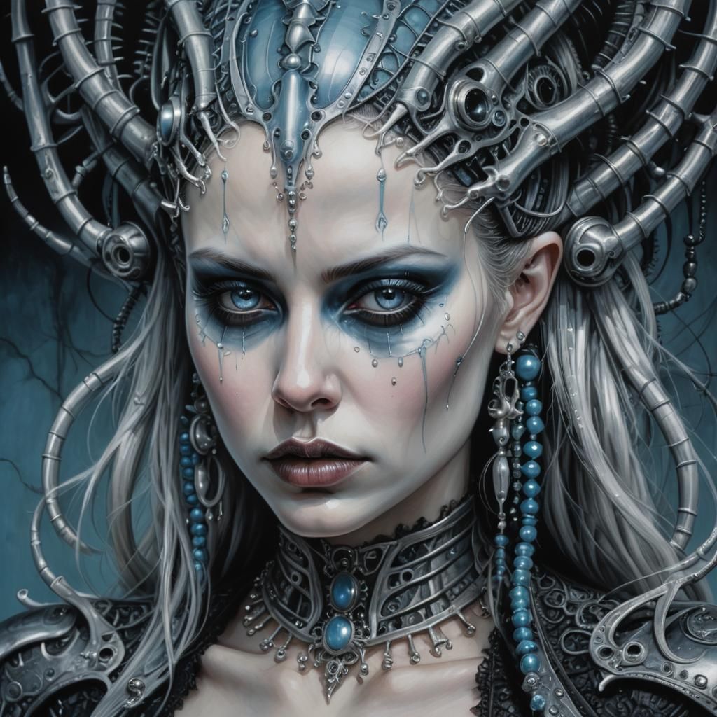Gothic Woman Portrait in Giger Style