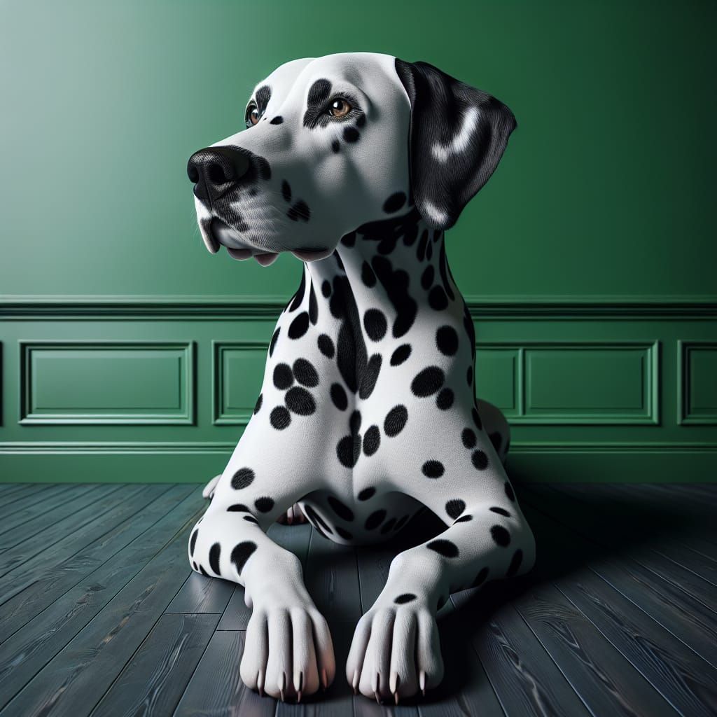 Realistic Portrait of a Handsome Dalmatian Dog