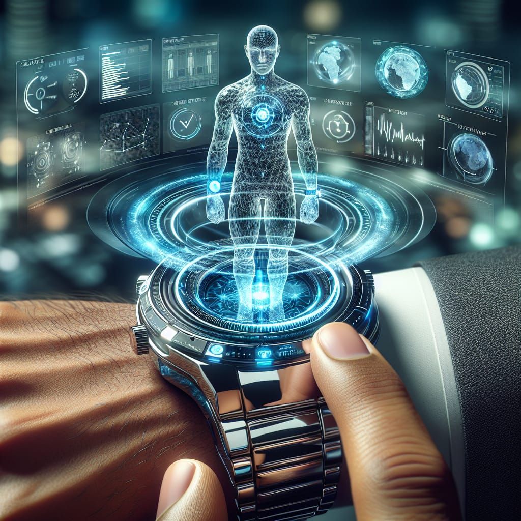 High-Tech Smartwatch in Cyberpunk Style