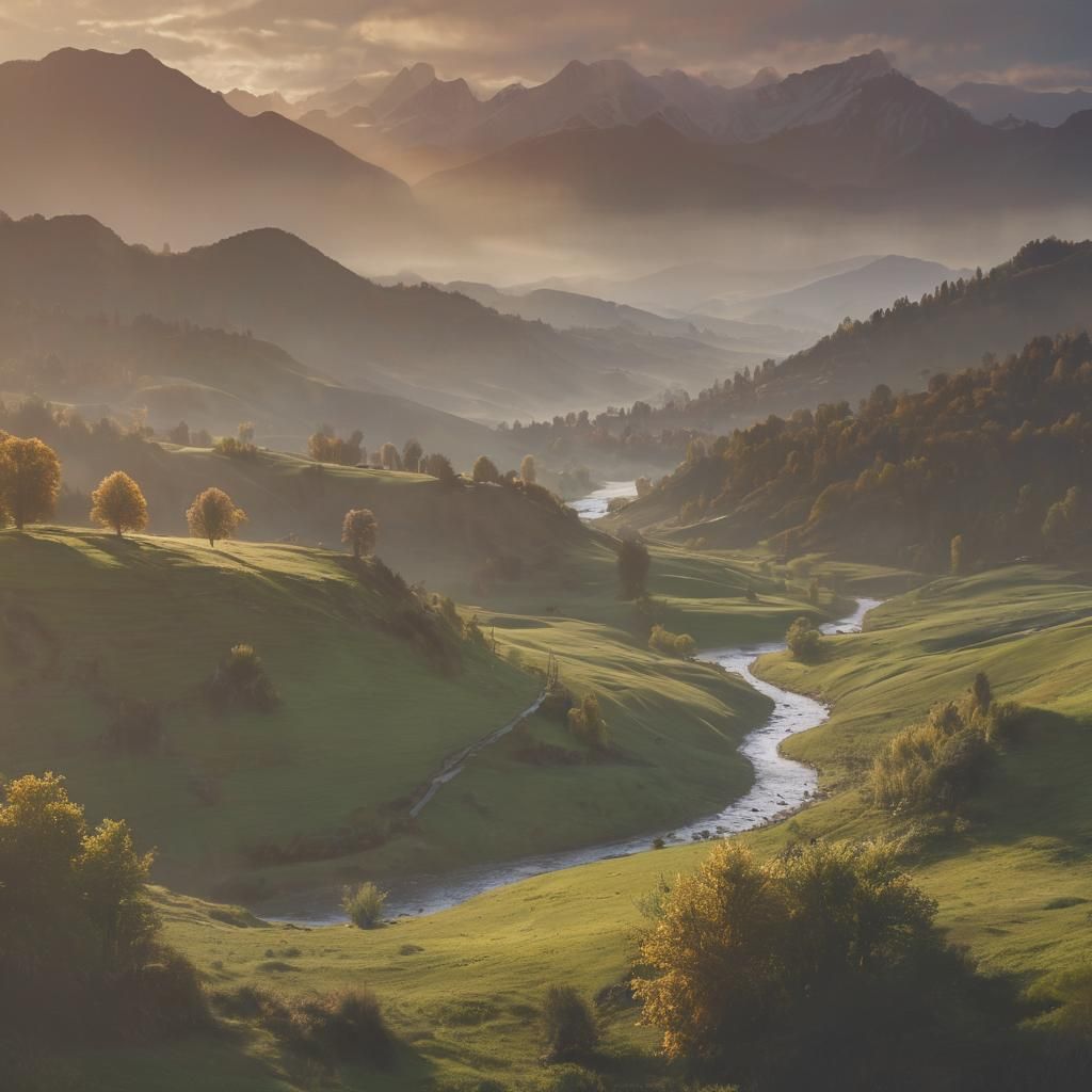 Epic Anduin Valley Landscape Inspired by Watercolors