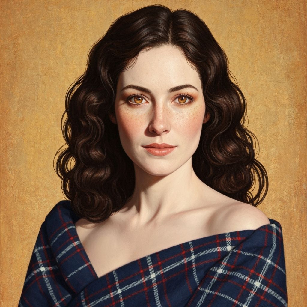Woman in Tartan Plaid, Art Nouveau Style