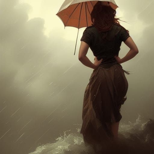 Woman in Storm: Hyperdetailed Concept Art Portrait