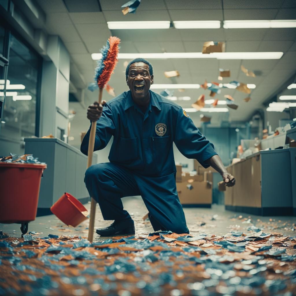 Janitor's Lottery Win: Cinematic Celebration
