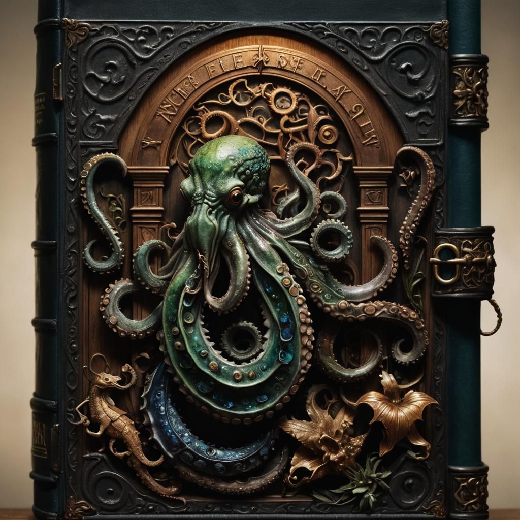 Octopus, Seahorse, Hummingbird in Dark Academia Style