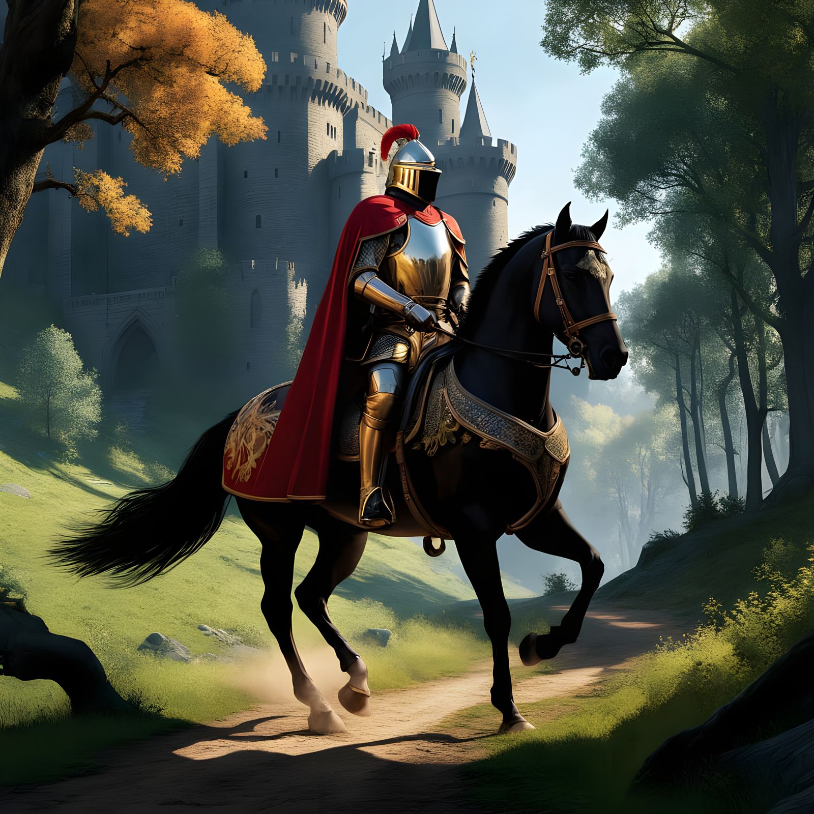 Chivalrous Knight Rides into the Dark Fantasy Forest