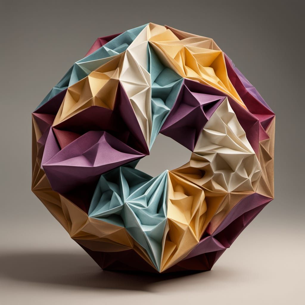 Abstract Heart in Prismatic Geometric Style