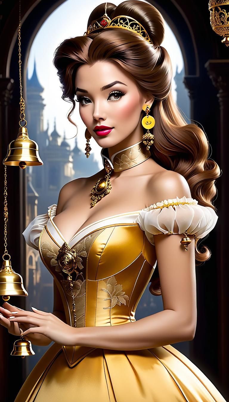 Princess Belle as Girl with Bell Earrings