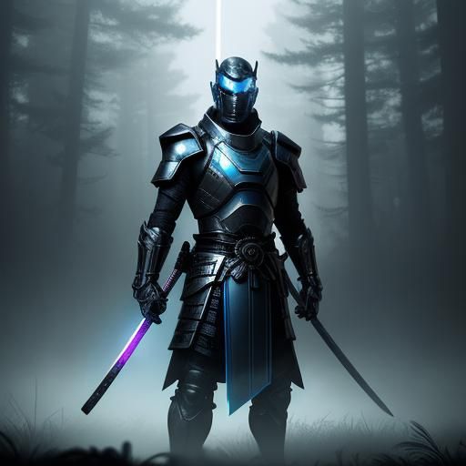 Gemling AI Samurai Warrior in Misty Forest