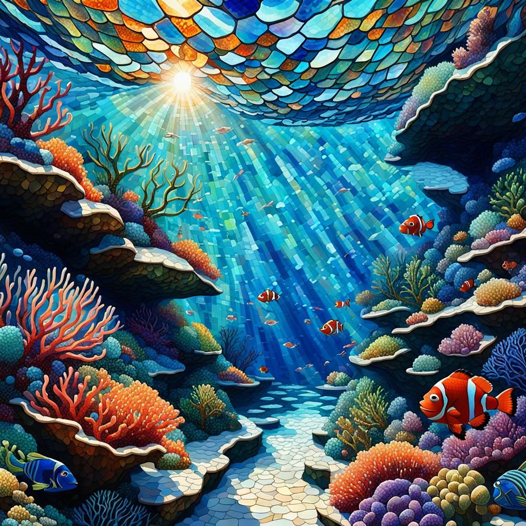 Dori and Nemo in Mosaic Coral Reef