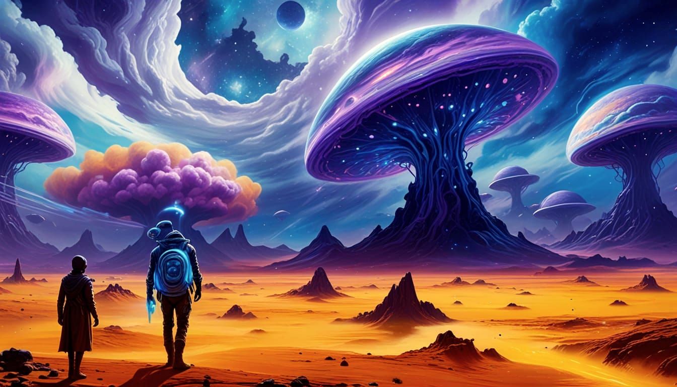 Abstract Space Scene: Waiting in a Distant World