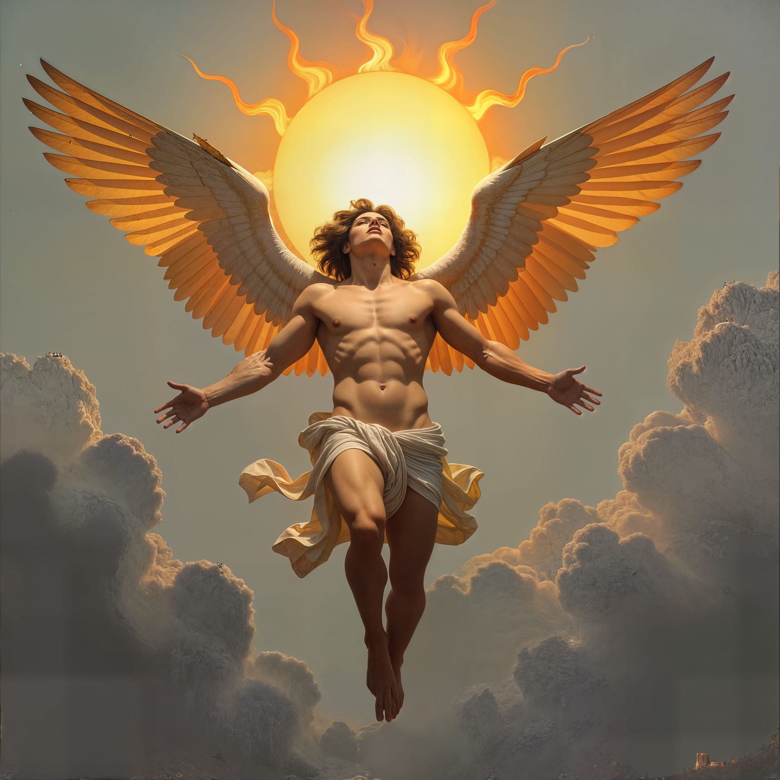 Tragic Icarus Soars in Melancholy Masterpiece Painting