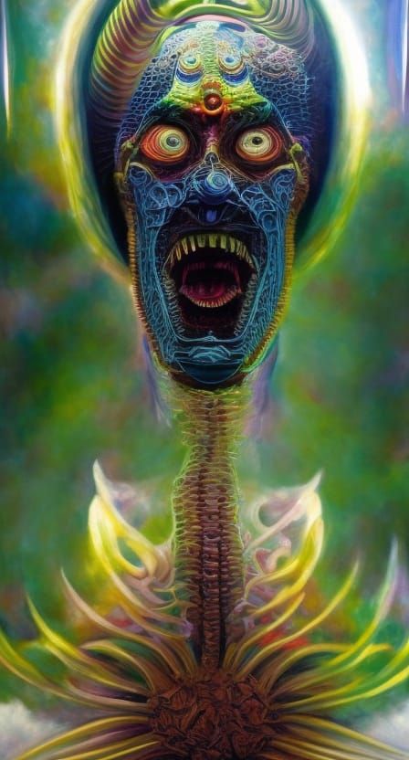 Synthwave Alien Portrait in Oil Painting Style