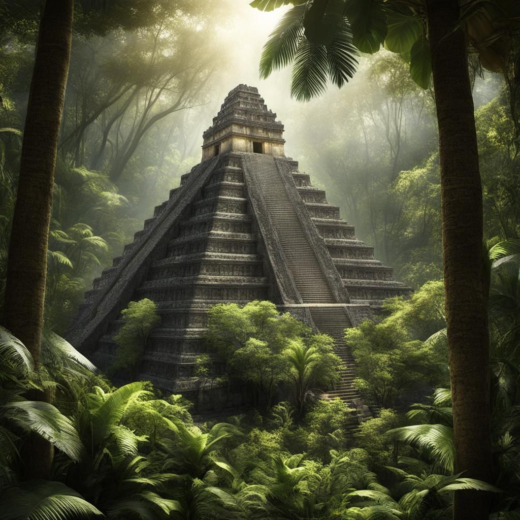 Lost Mayan Pyramid in Jungle, Photorealistic CGI