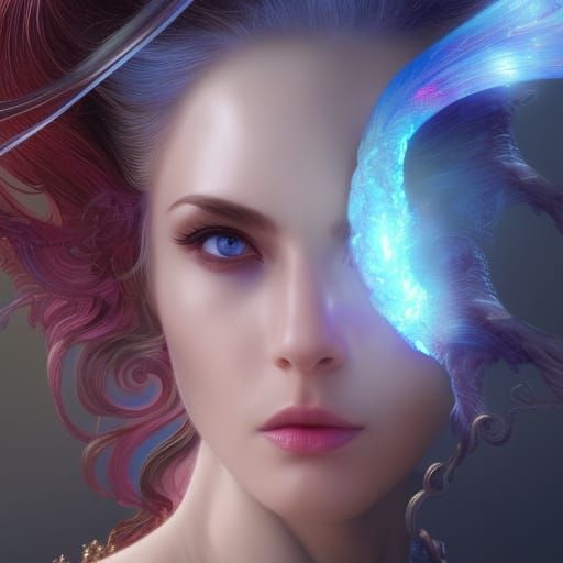 Psychedelic Fusion: Woman with Crystal Mohawk in Digital Art