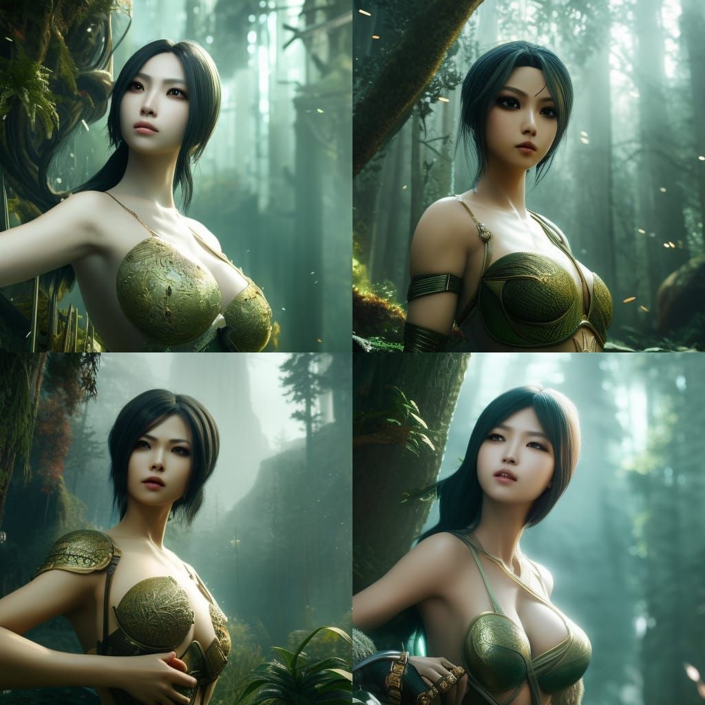 Fantasy Female Character in Lost Urban Landscape