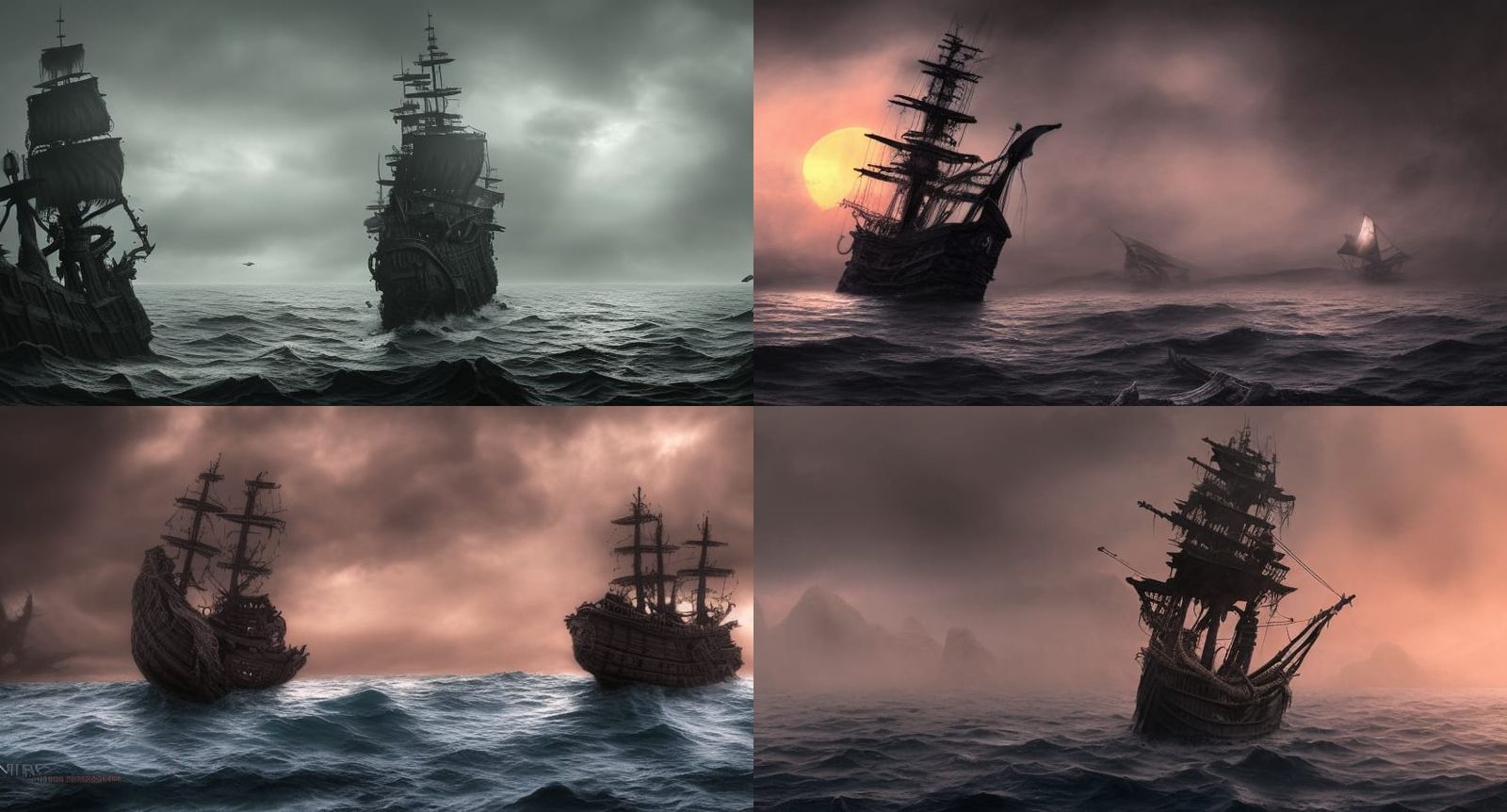 Dark Pirate Ghost Ship Seascape in 8k