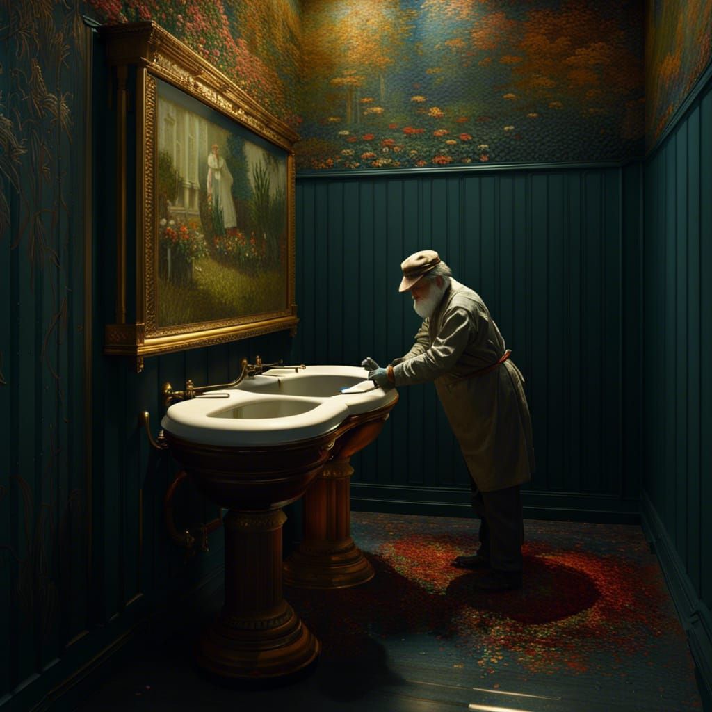 Claude Monet Cleans a Public Toilet