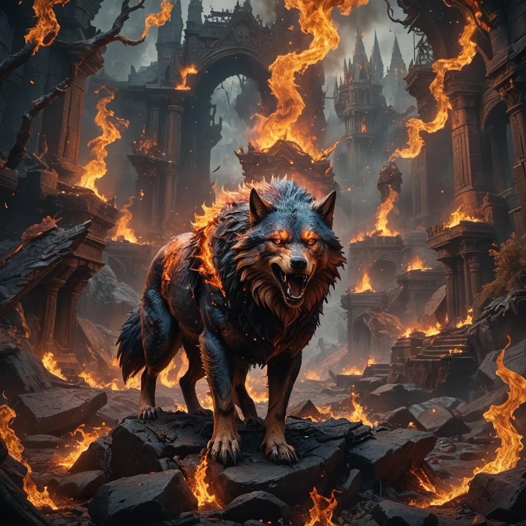 Fiery Wolf Fantasy Concept Art