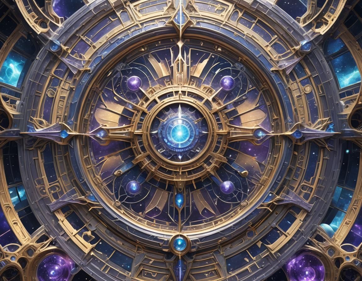 Astral Chronoforge: Crystalline Structure in Celestial Void