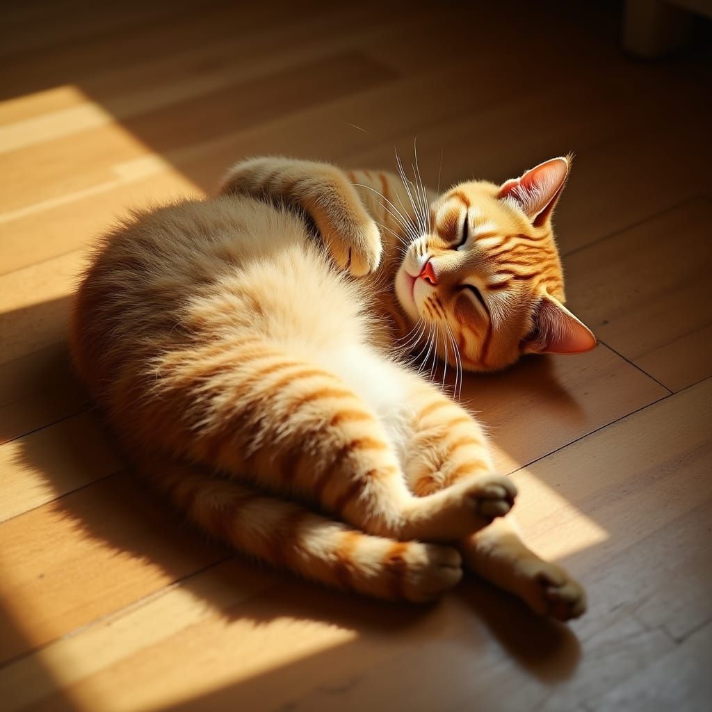 Ginger Tabby Cat in Warm Sunbeam