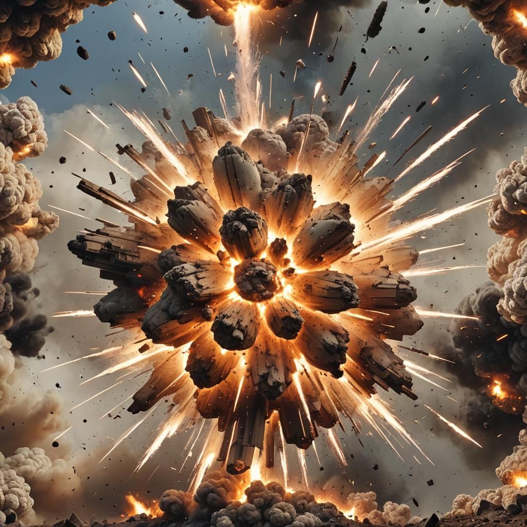 Dramatic Explosion with Abstract Forms