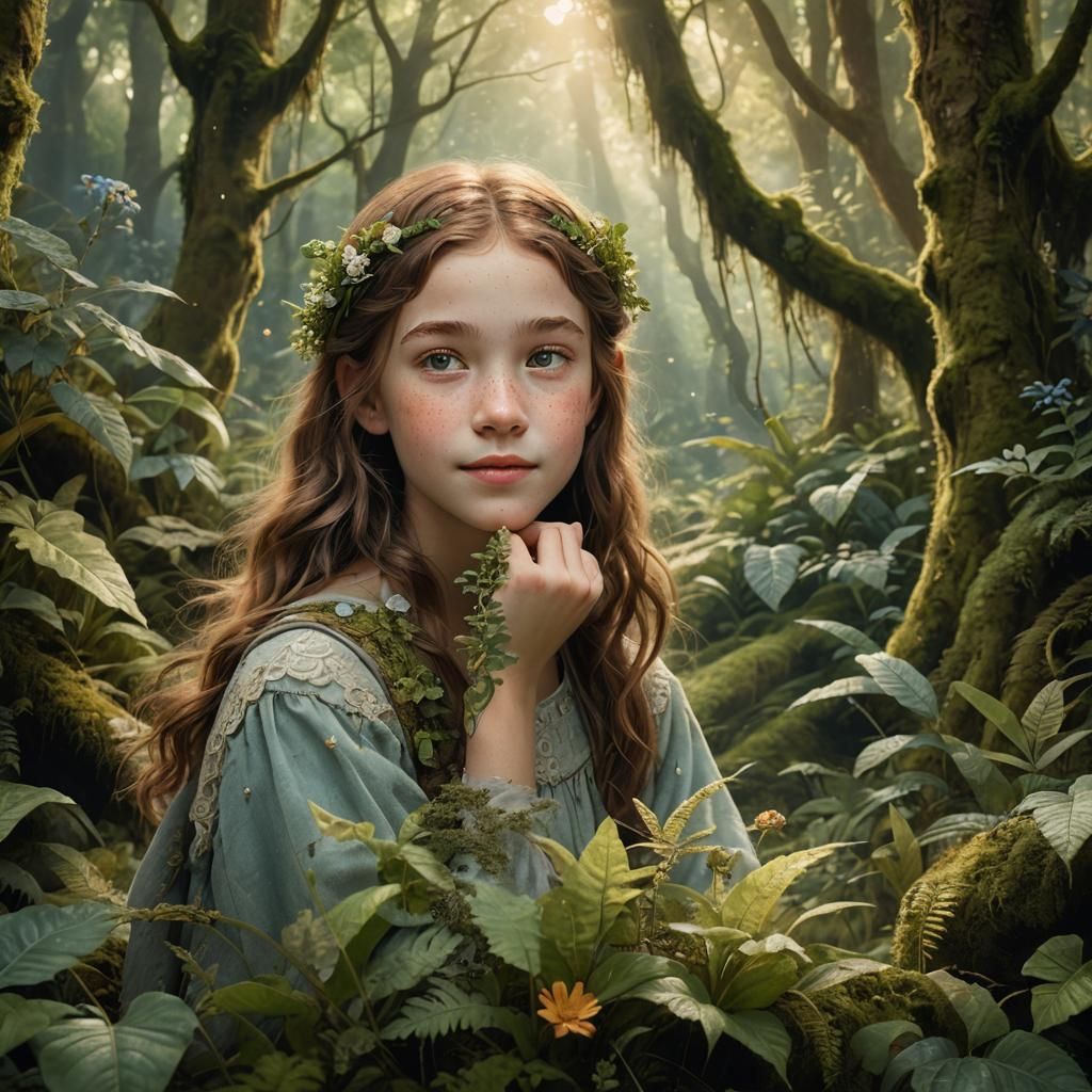 Girl Portrait with Natural Beauty in Forest Setting