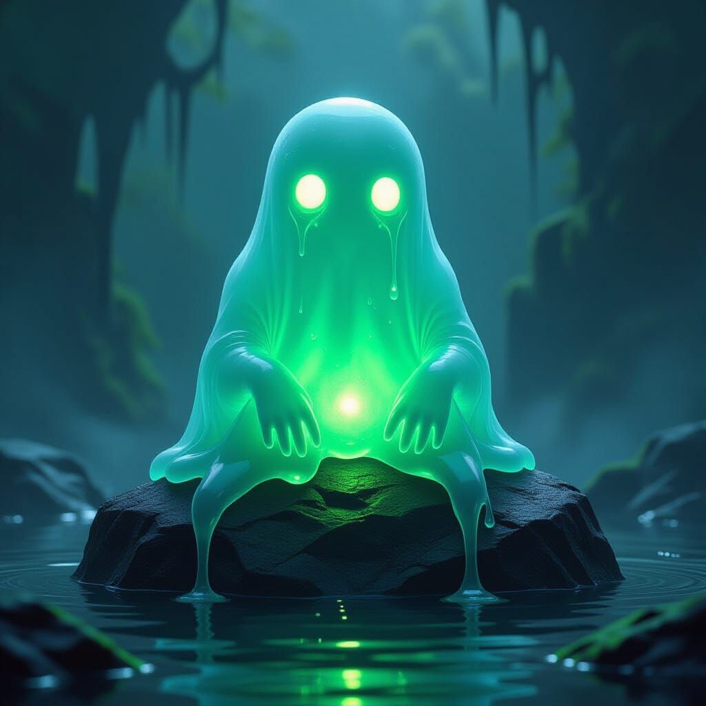 Eerie Emerald Slime Creature in Dark Fantasy Art