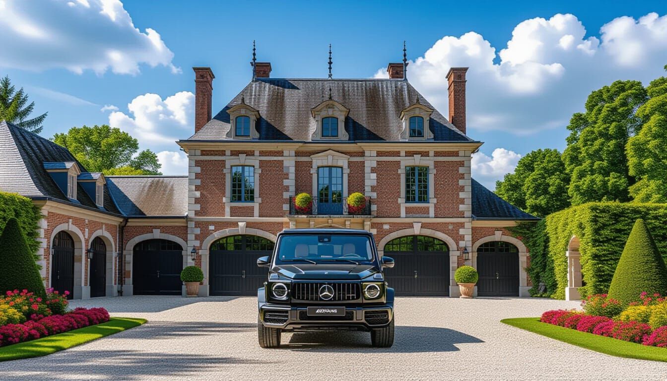 Grand Brick Chateau with AMG G 63 and Monet-Inspired Garden
