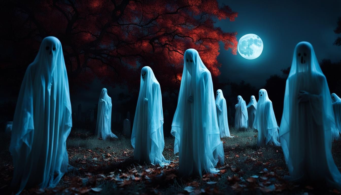 Ethereal Ghosts Haunt Cemetery in Macabre Detail