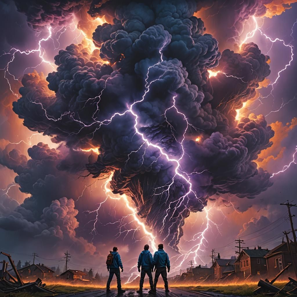 Epic Sky Battle with Lightning Powers, Hyperrealism