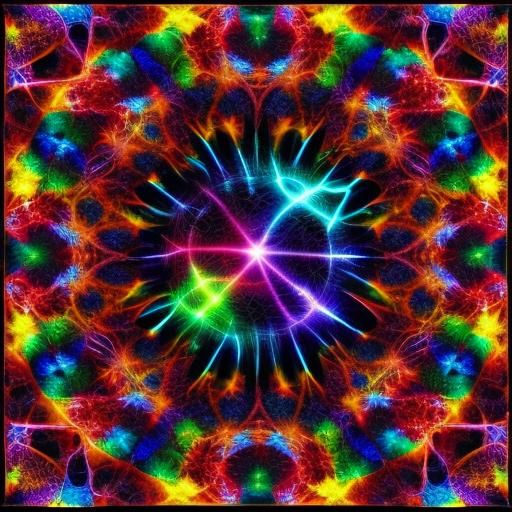 Cute Anime Creatures Playing: Holographic Cosmic Illustratio...