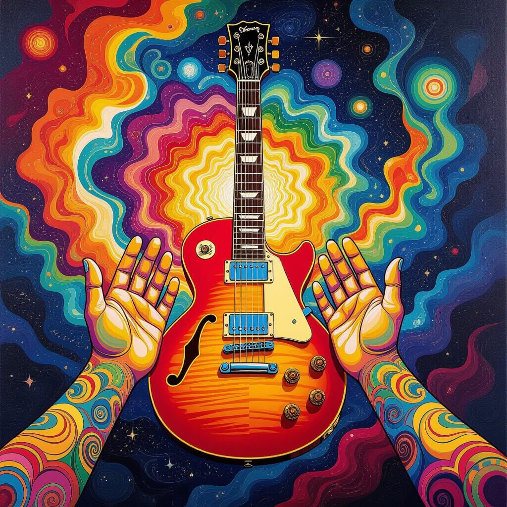 Psychedelic Guitar Art with Divine Hands