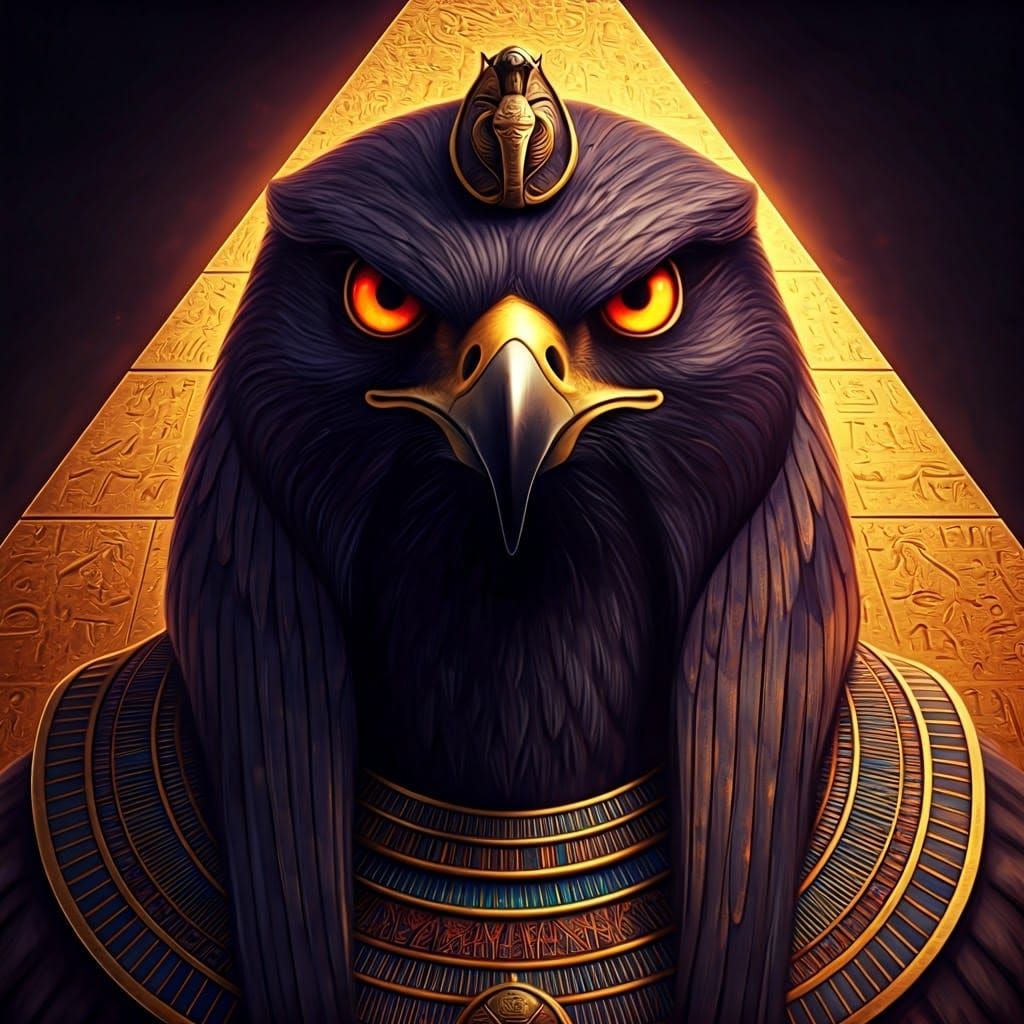 Egyptian God Horus: Hyperrealistic Dark Fantasy Portrait