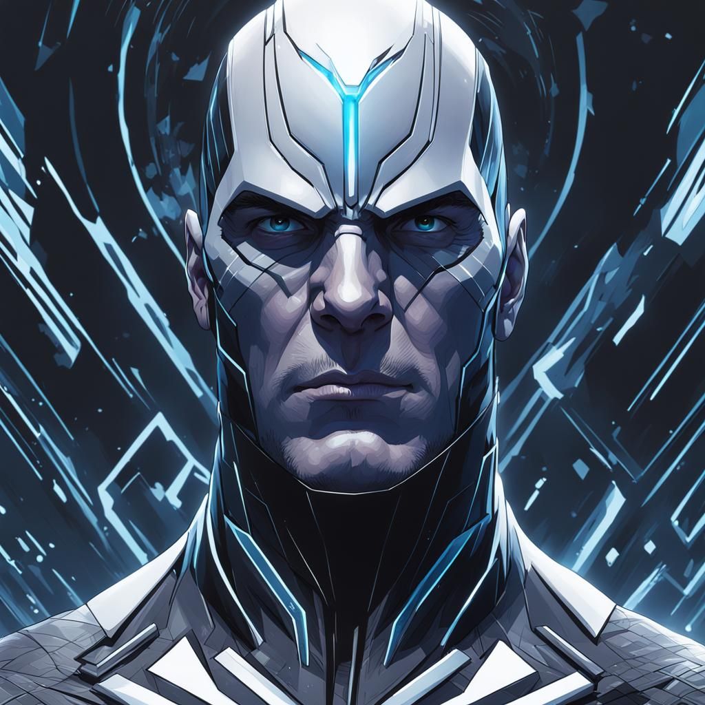 Black Bolt Portrait in Hyperdetailed Art Style