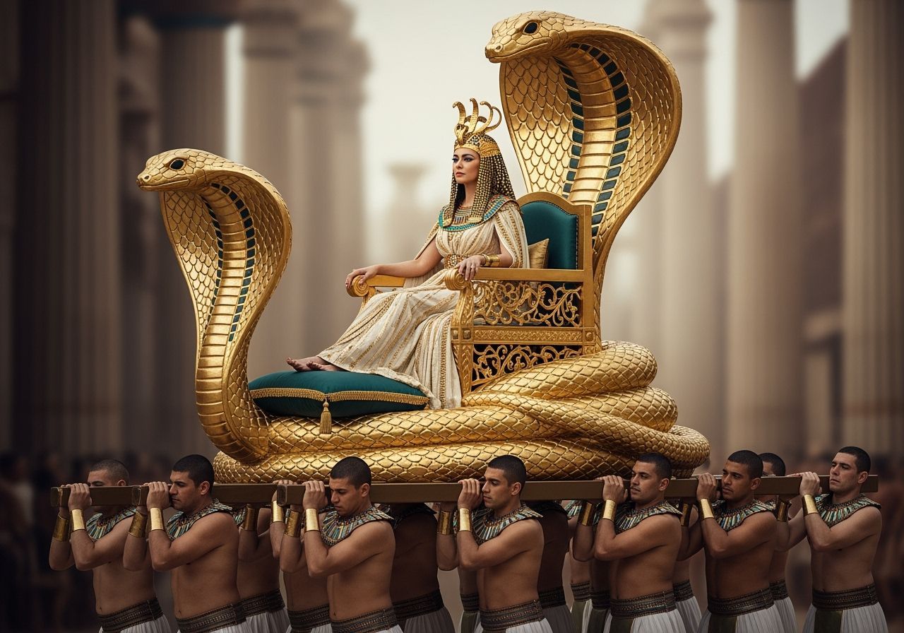 Queen of Egypt on Golden Cobra Throne