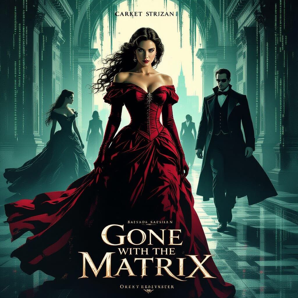 Gone with the Matrix Movie Poster in Drew Struzan Style