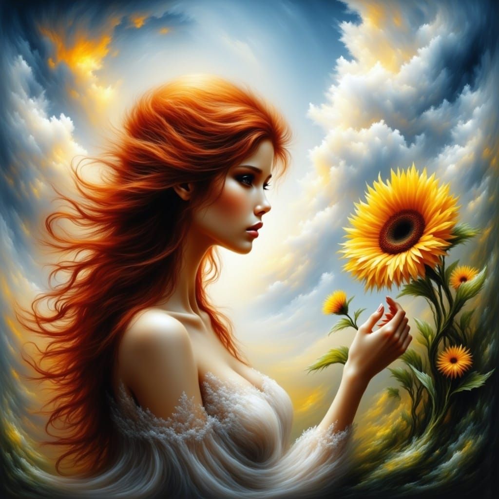 Vibrant Anime-Inspired Goddess Blooms Amidst Radiant Sunshin...