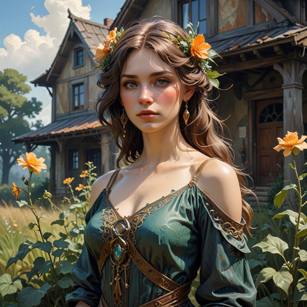 Eerie Abandoned Farmhouse in Dark Fantasy Style