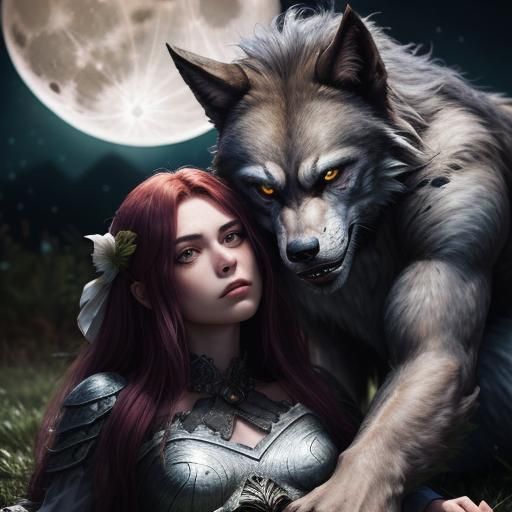 Werewolf Pins Girl Under Full Moon