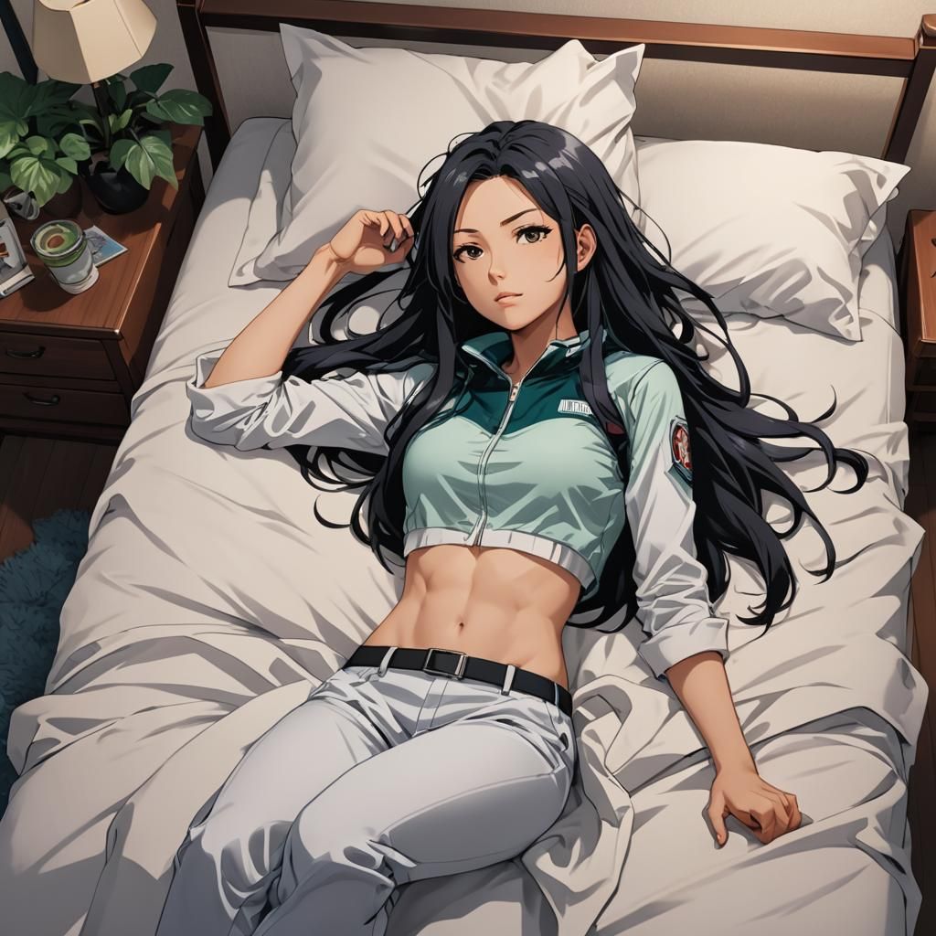 Anime Illustration of a Fit Woman Relaxing