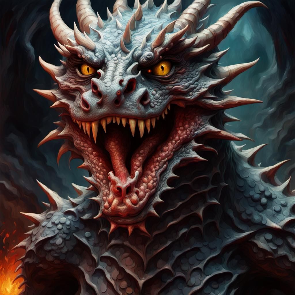 Grotesque Dragon: An Impressionist Gothic Masterpiece
