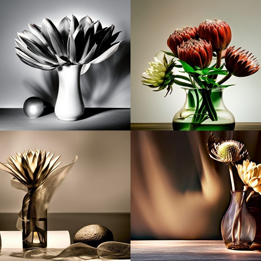 Sepia Still Life of Protea Flowers Photography