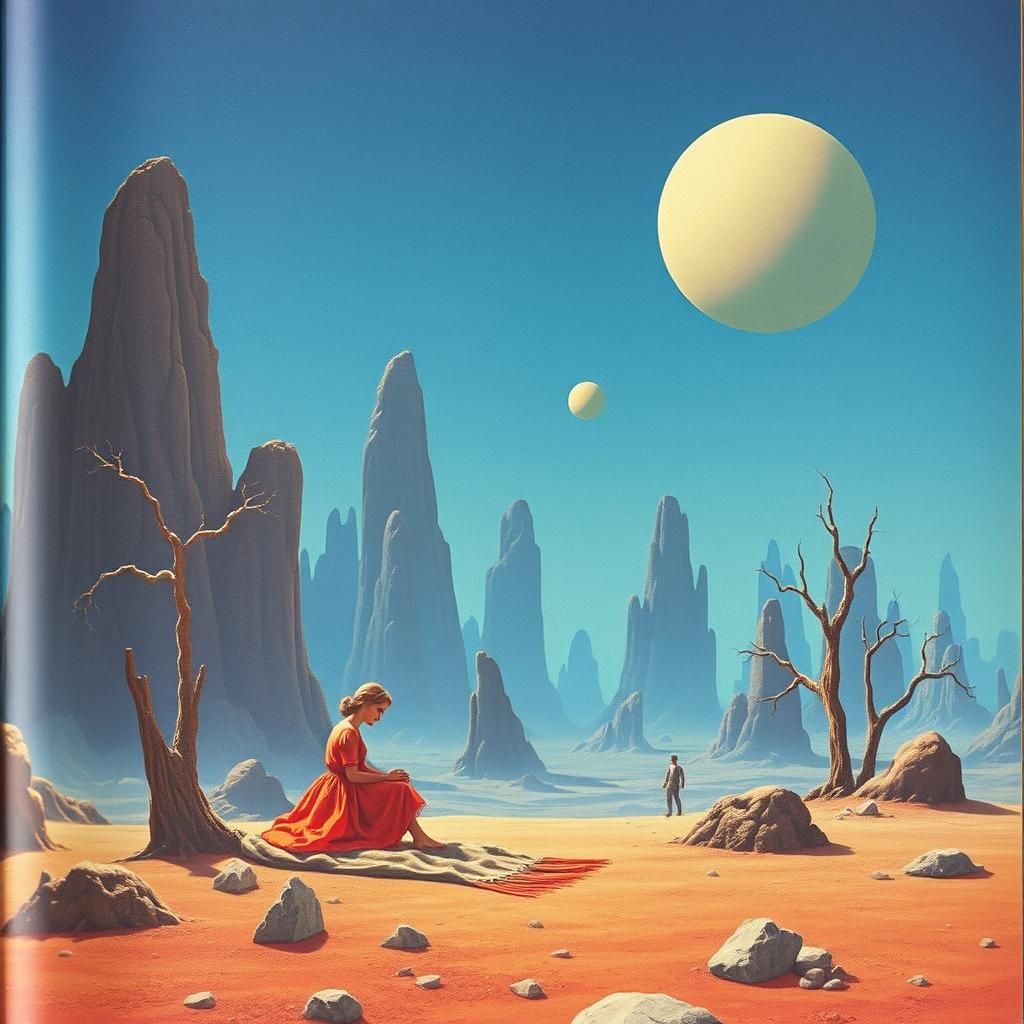 Surreal Crocheted World: A Liminal 1980s Scene