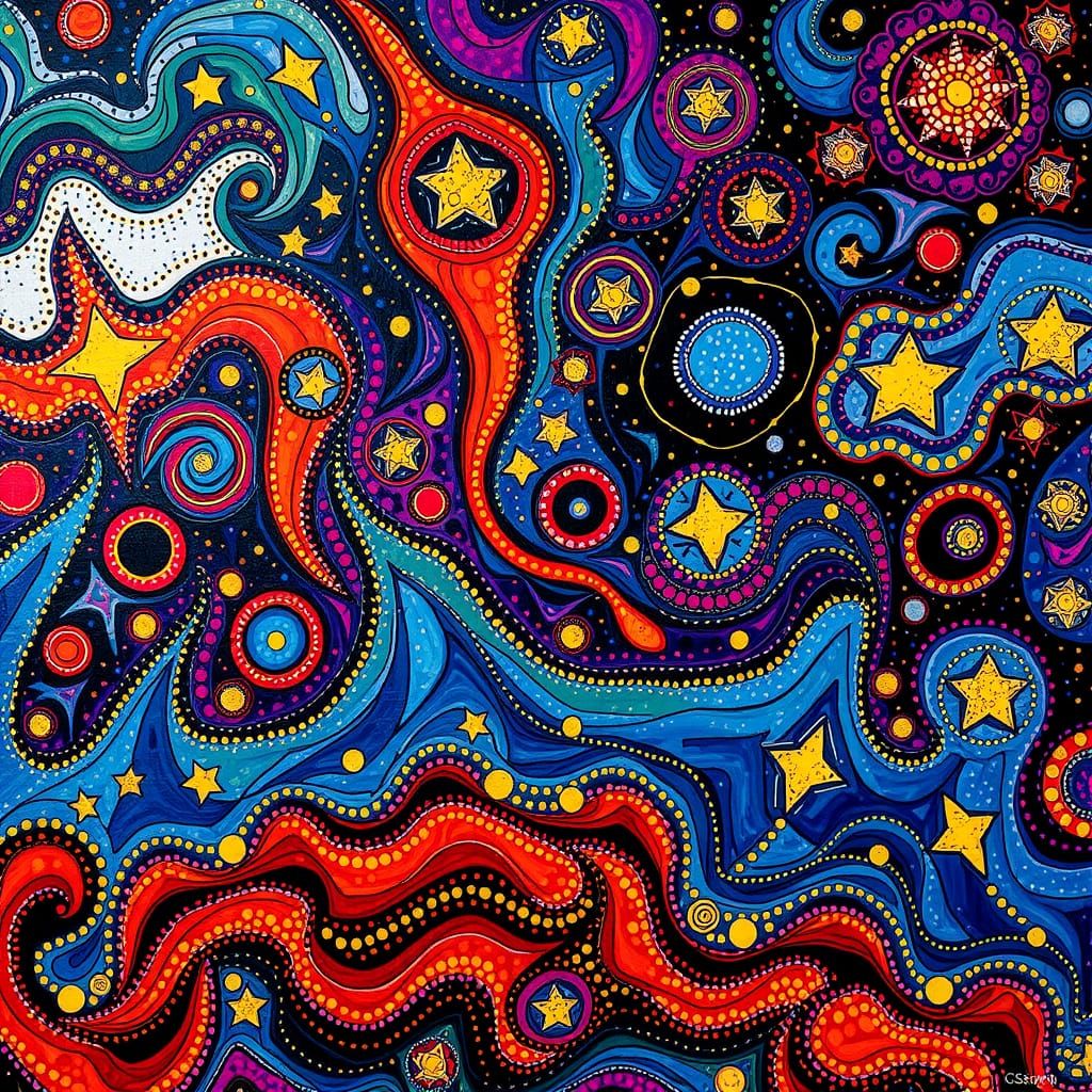 Star Nursery Songline in Dreamtime Art Style