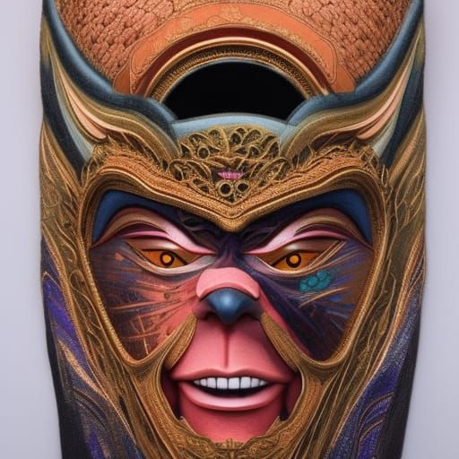 Detailed Kabuki Mask in Fantasy Concept Art