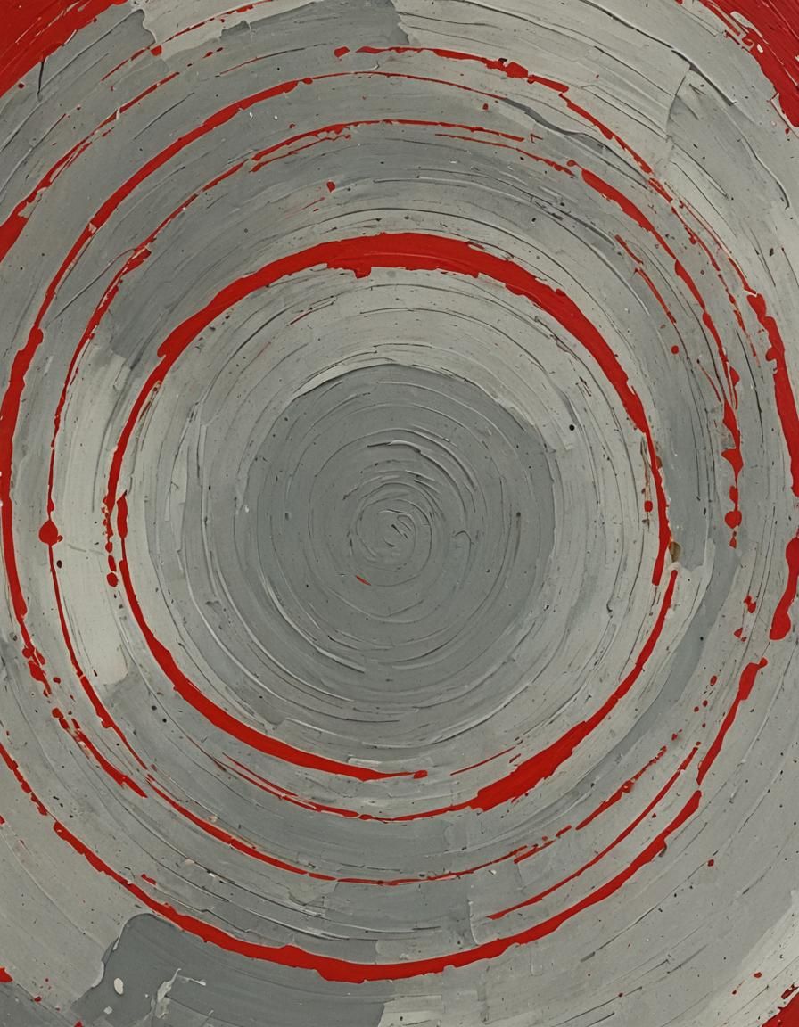 Abstract Art: Red Circle with Complementary Colors