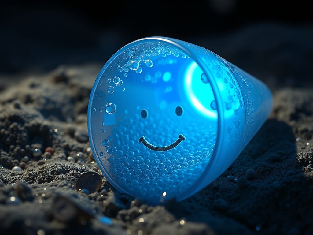 Hyperrealistic CGI Diorama of Smiling Plastic Diatoms