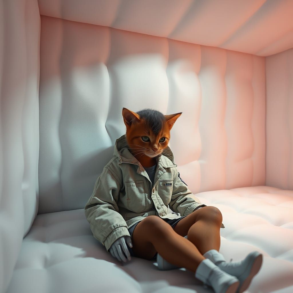 Hazelnut Character in Asylum Padded Room, Anime Style